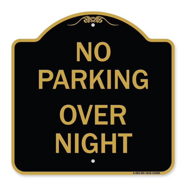 Signmission No Parking Overnight Parking Sign, Black & Gold Aluminum Sign, 18" x 18", BG-1818-23680 A-DES-BG-1818-23680 - main